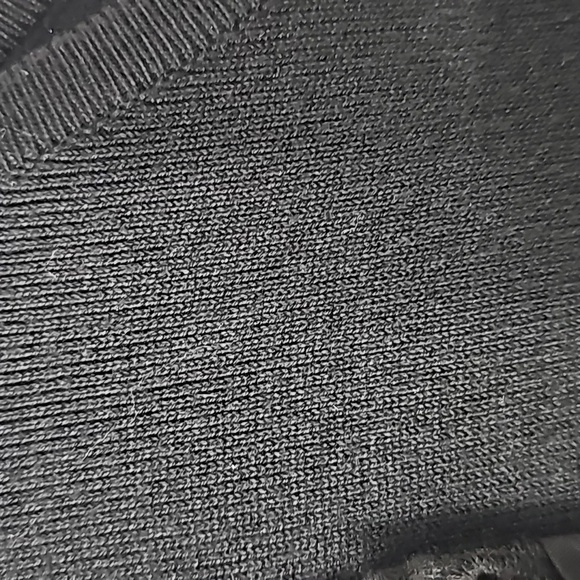 Express Black Bodycon Midi Sweater Dress w Puffed Cutout Scalloped Long Sleeves - Picture 5 of 17